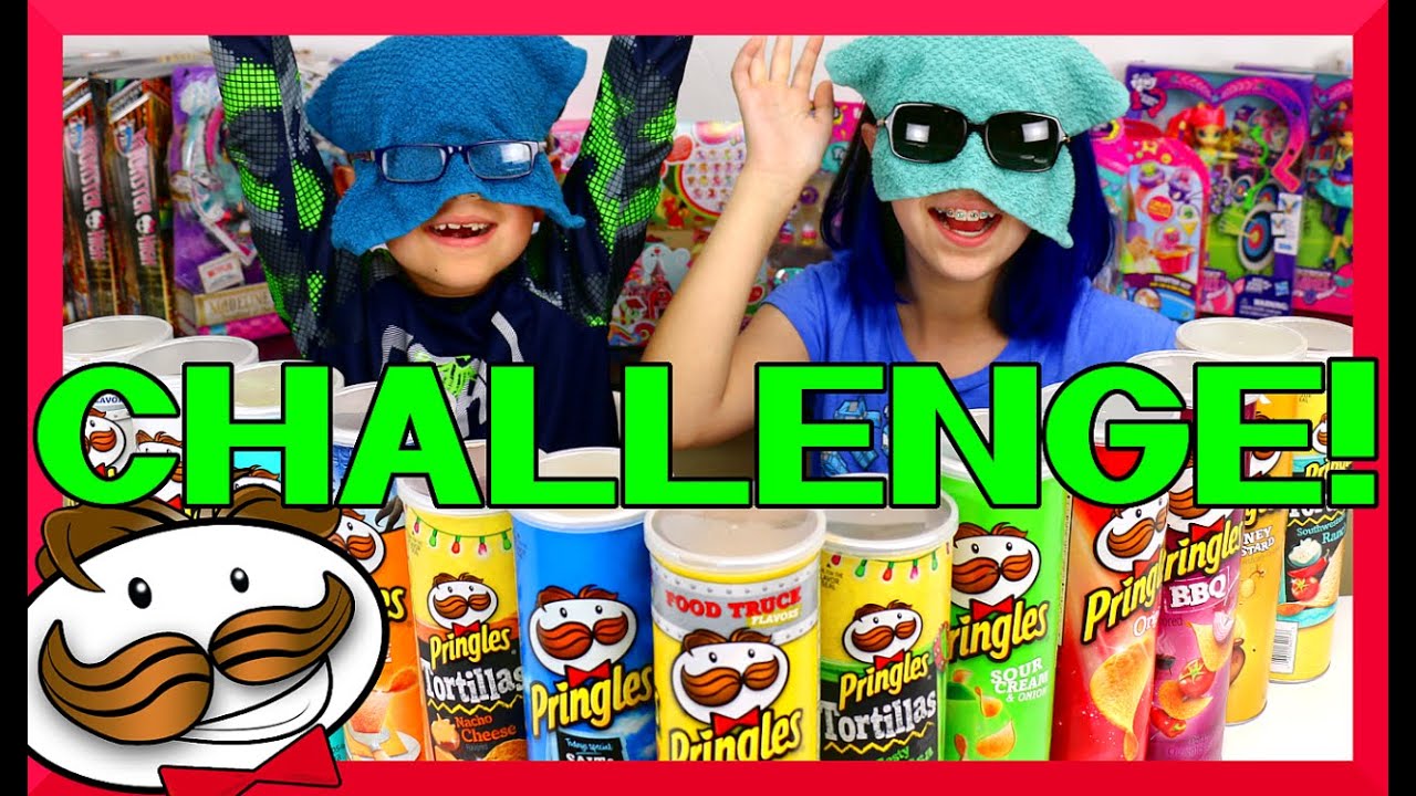 PRINGLES CHALLENGE KIDS BLINDFOLD Chip EATING Game 13 FLAVORS YouTube