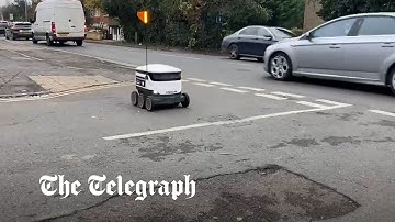 Bezorgrobots razen door de straten van Cambridge