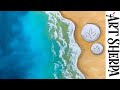 Easy beach painting tutorial for beginners and Tips 4 new painters 🌊🏖 🐚   #AcrylicTutorial