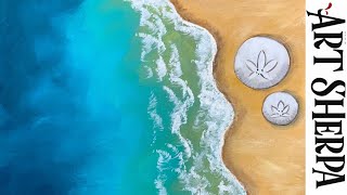 Простой урок рисования на пляже для начинающих и советы 4 новых художников 🌊🏖 🐚 #Урок по акрилу screenshot 4