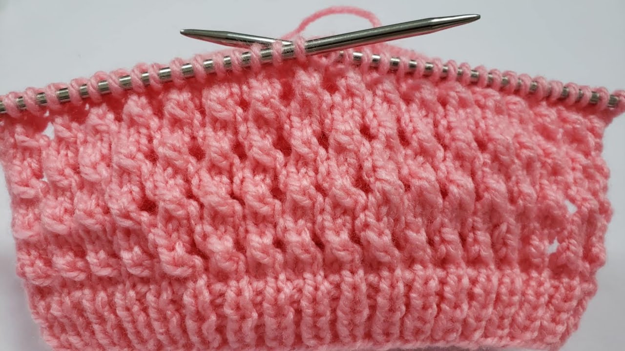 Muestra de punto fácil tejido a dos agujas o palillos