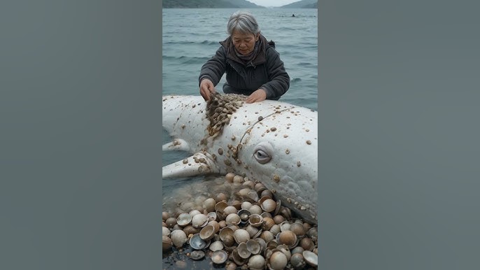 The old woman helped a white whale remove the clams from the whale's body -  YouTube