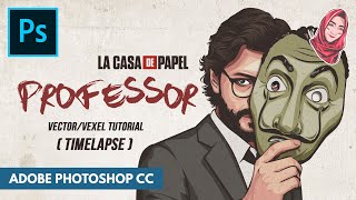 PROFESSOR of LA CASA DE PAPEL aka MONEY HEIST VECTOR VEXEL TUTORIAL SPEED ART | Adobe Photoshop CC screenshot 1