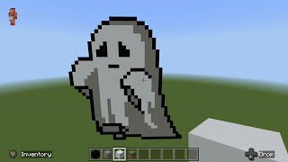 Cute ghost in Minecraft (Halloween pixel art)