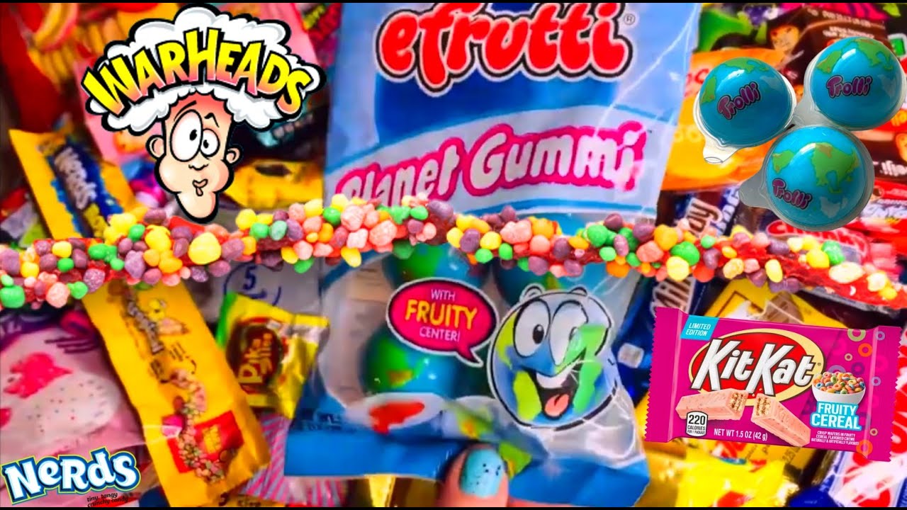 Extreme Snack Opening Halloween Cereal Panda Cookies Rainbow Nerds Ropes Kit kat bars Sour Candies