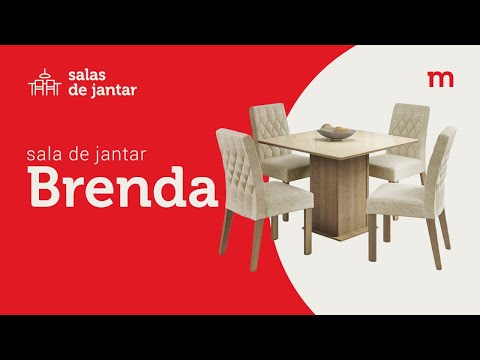 Conjunto Sala de Jantar Madesa Brenda Mesa Tampo de Vidro com 4 Cadeiras -  Rustic/Crema/Imperial