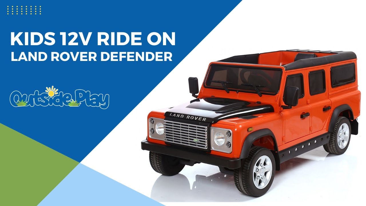 Orange 12v Land Rover Defender Licensed Ride on Jeep Electric Toy Car | Outside Play