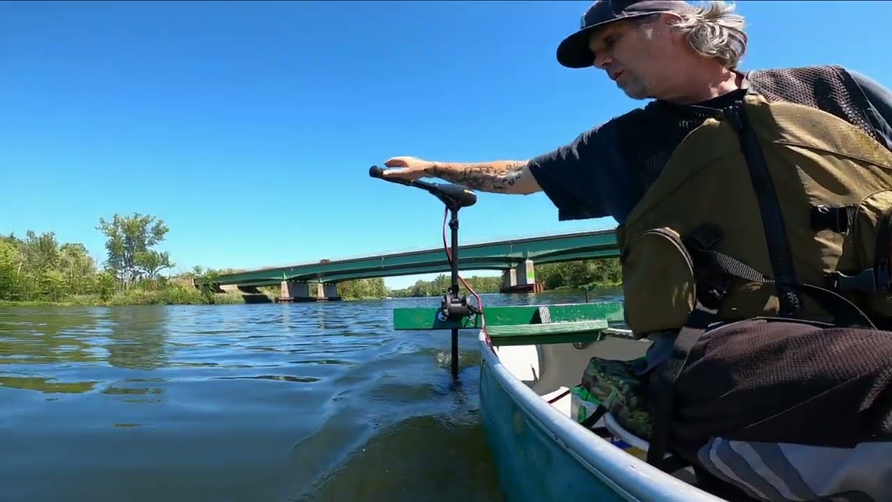 Minn Kota 55lb Trolling Motor On A One Man Canoe!