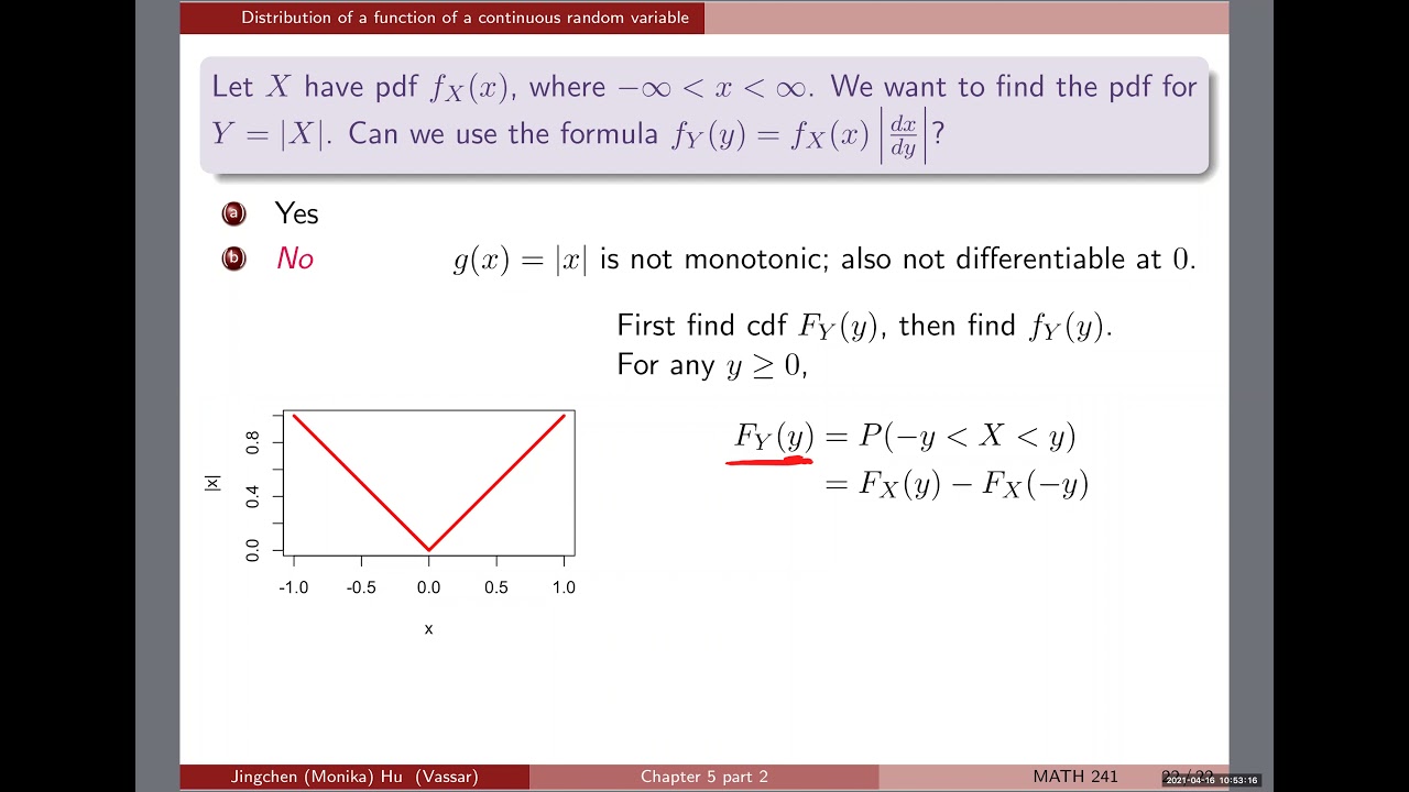 [Chapter 5] #9 Distribution of a function of a continuous random variable