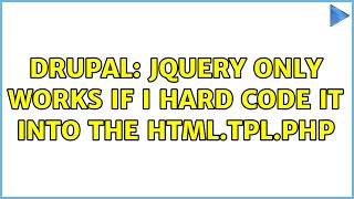 Drupal: jQuery only works if I hard code it into the html.tpl.php (2 Solutions!!)