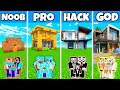 Minecraft Battle : Family Simple Modern Mansion Build Challenge - Noob Vs Pro Vs Hacker Vs God