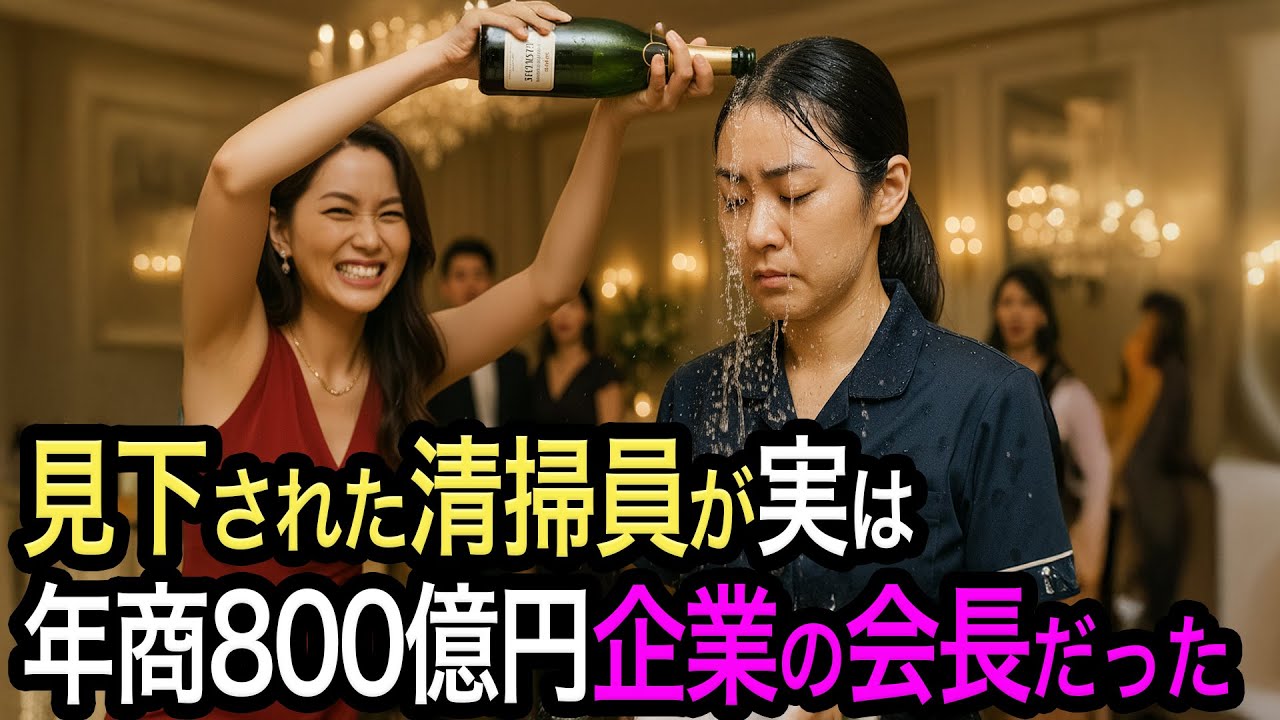 32歳清掃員が同窓会でシャンパンをかけられた翌日、年商800億円企業の会長だと判明し全員青ざめた【人生絵巻物語】