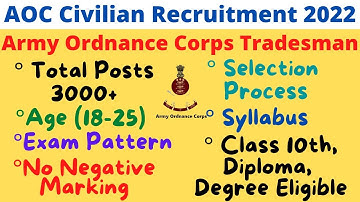 Army Ordnance Corps Recruitment 2022 | AOC Tradesman & Fireman | Class 10th Eligible | Complete Info