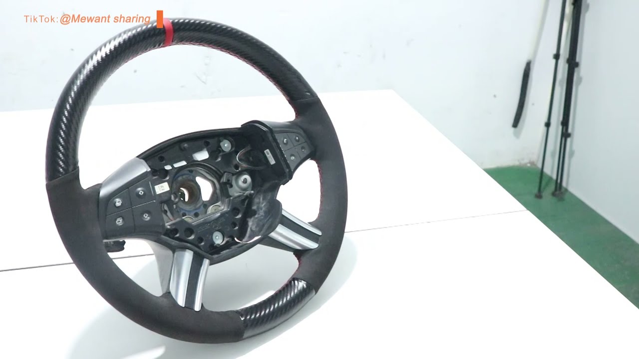 For Mercedes-Benz ML W164 2006-2011 – Black Genuine Leather Steering Wheel Cover – Grey Stitches – Easy Car Tuning Ltd