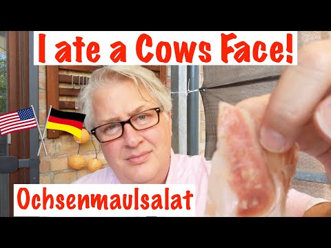 American eats Ochsenmaulsalat! Cow face!