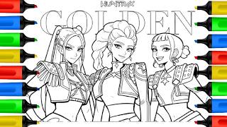 Coloring Golden Huntrix Form! ✨ Kpop Demon Hunters Coloring Pages 