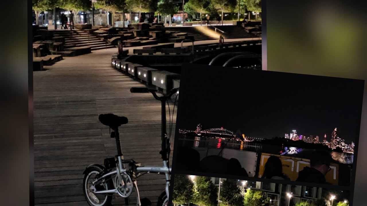 Minibike to Ferry. Sunset to Barangaroo. Spring in Motion.  Solo travel - follow your heart.