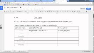 ICS3U 1 3 Data Types P1