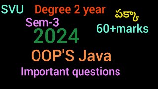 svu degree 2 year Sem-3 OOP'S Java important questions 2024
