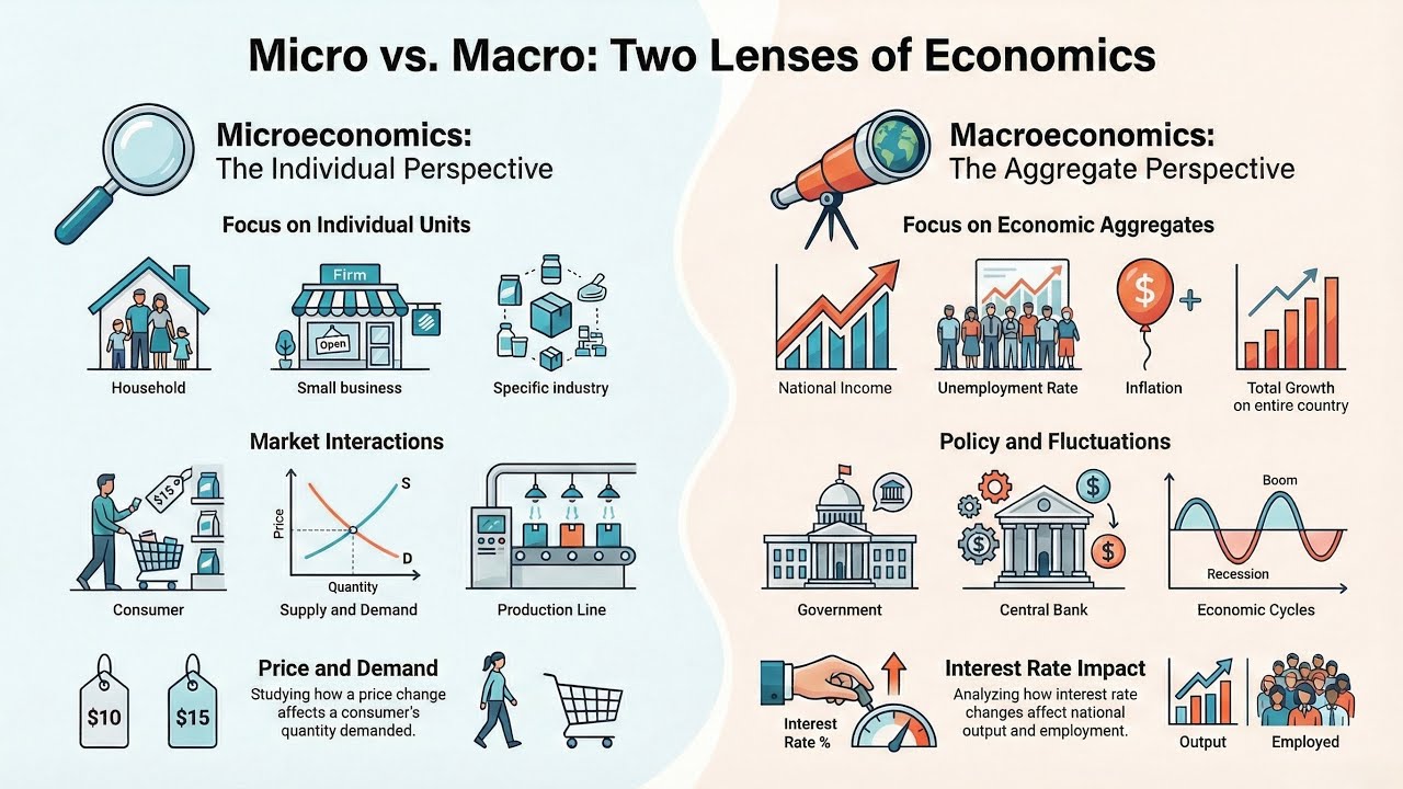 MICROECONOMICS vs. MACROECONOMICS | Two Lenses of Economics - YouTube