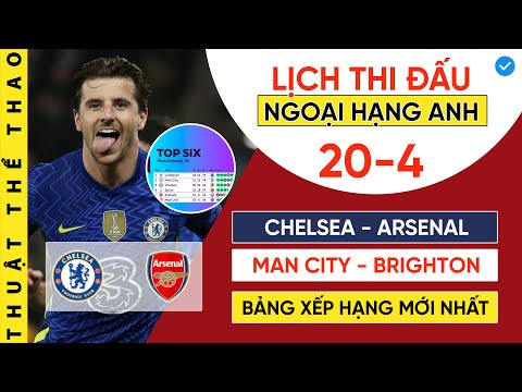 Video Lịch thi đấu Ngoại hạng Anh hôm nay 20-4 | Chelsea vs... - youtube