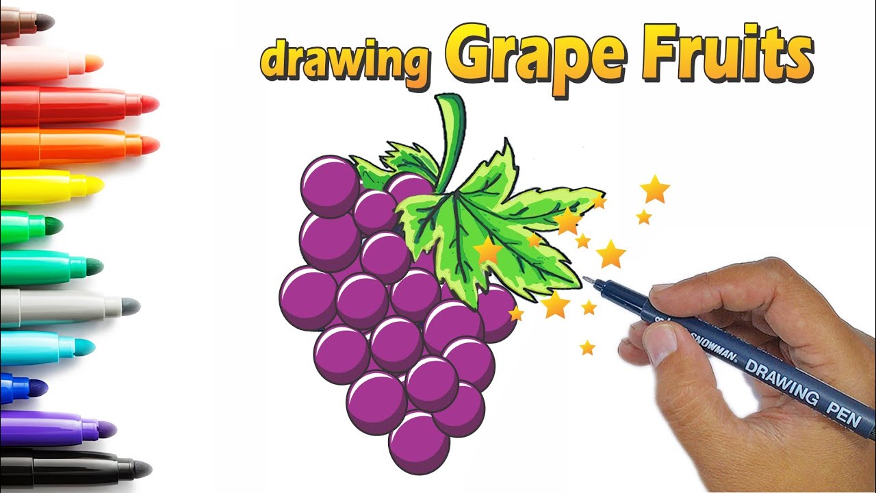 How To Draw Grape Fruits | Easy Tutorial Step By Step