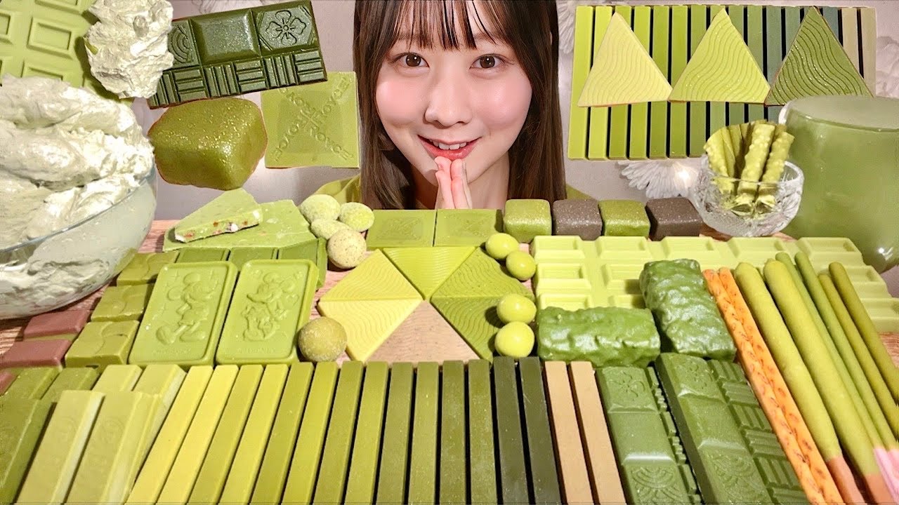 ASMR Frozen Matcha Chocolate 🍵🍫【Mukbang/ Eating Sounds】【English subtitles】