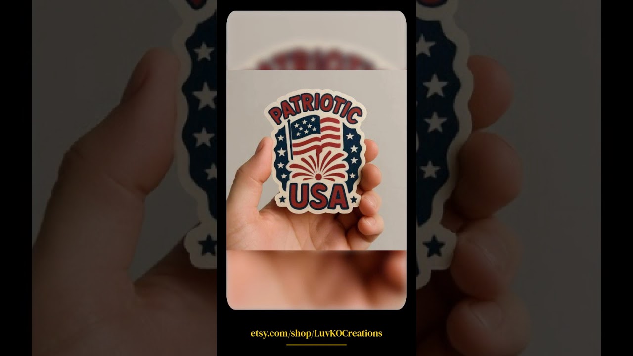 Patriotic USA Sticker with Flag and Fireworks – Red, White & Blue Vinyl Decal