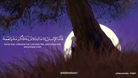 الشيخ ماهر المعيقلى {فاما الإنسان إذا ما ابتلاه ربه فاكرمه ونعمه} حالات واتساب قرآن كريم