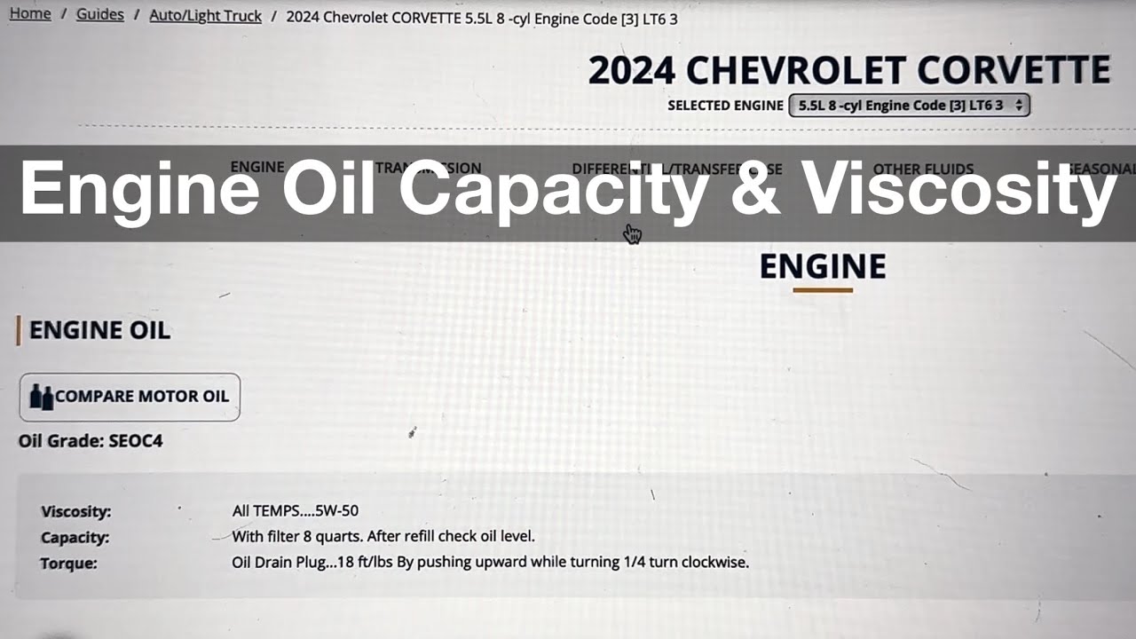2024 Chevrolet Corvette Engine Oil Capacity Viscosity How Much Oil 2024-chevrolet-corvette-engine-oil-capacity-viscosity-how-much-oil