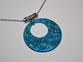 Mokume Gane and silver leaf polymer clay shimmery pendant