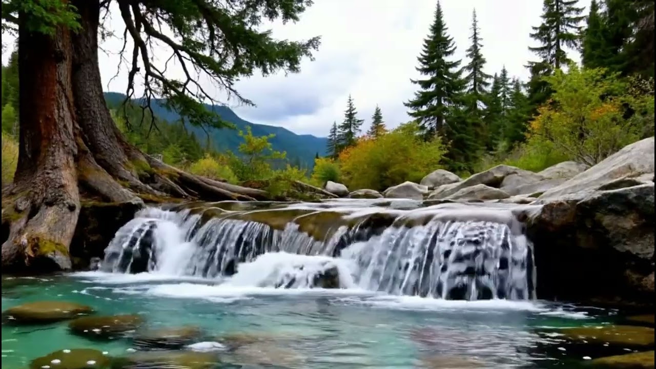 The sound of flowing water, calm therapy of chirping birds - sounds of nature