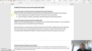 Jounal Assignment Screencast