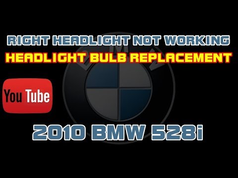 ⭐ 2010 BMW 528i - Right Headlight Not Working - Replacing The Headlight Bulb