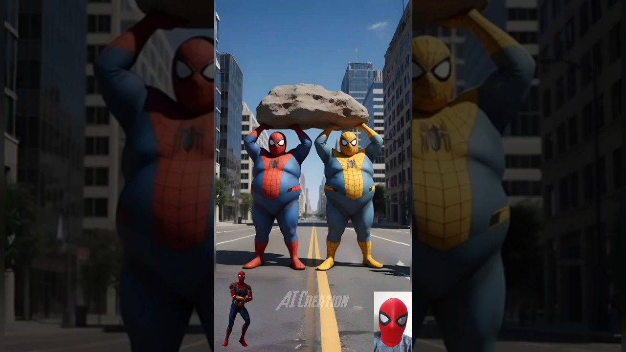 fatty Marvel and DC heroes 😱 and his clone lifting stone 