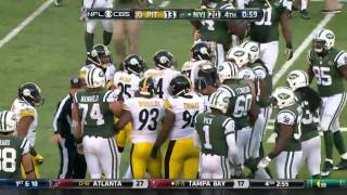 Tempers flare at the end Pittsburgh Steelers Vs. New York Jets game.