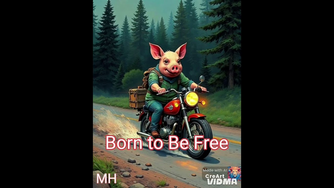 Born to Be Free,  Schweine fahren Motorrad text MH 