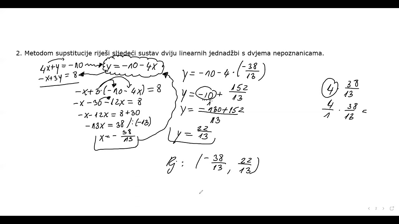 8. razred - Sustav dvije linearne jednadžbe s dvije nepoznanice - Priprema za ispit znanja