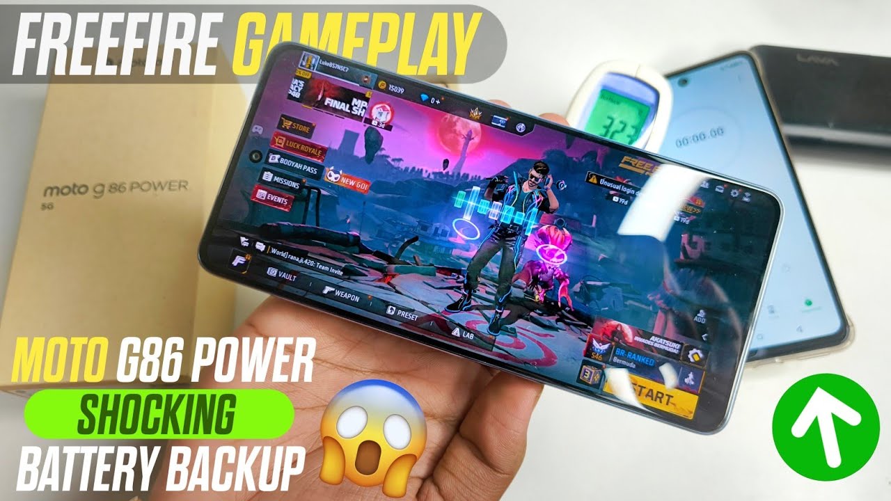 moto g86 power 5g free fire gameplay - battery backup 😱 | moto g86 power gaming test