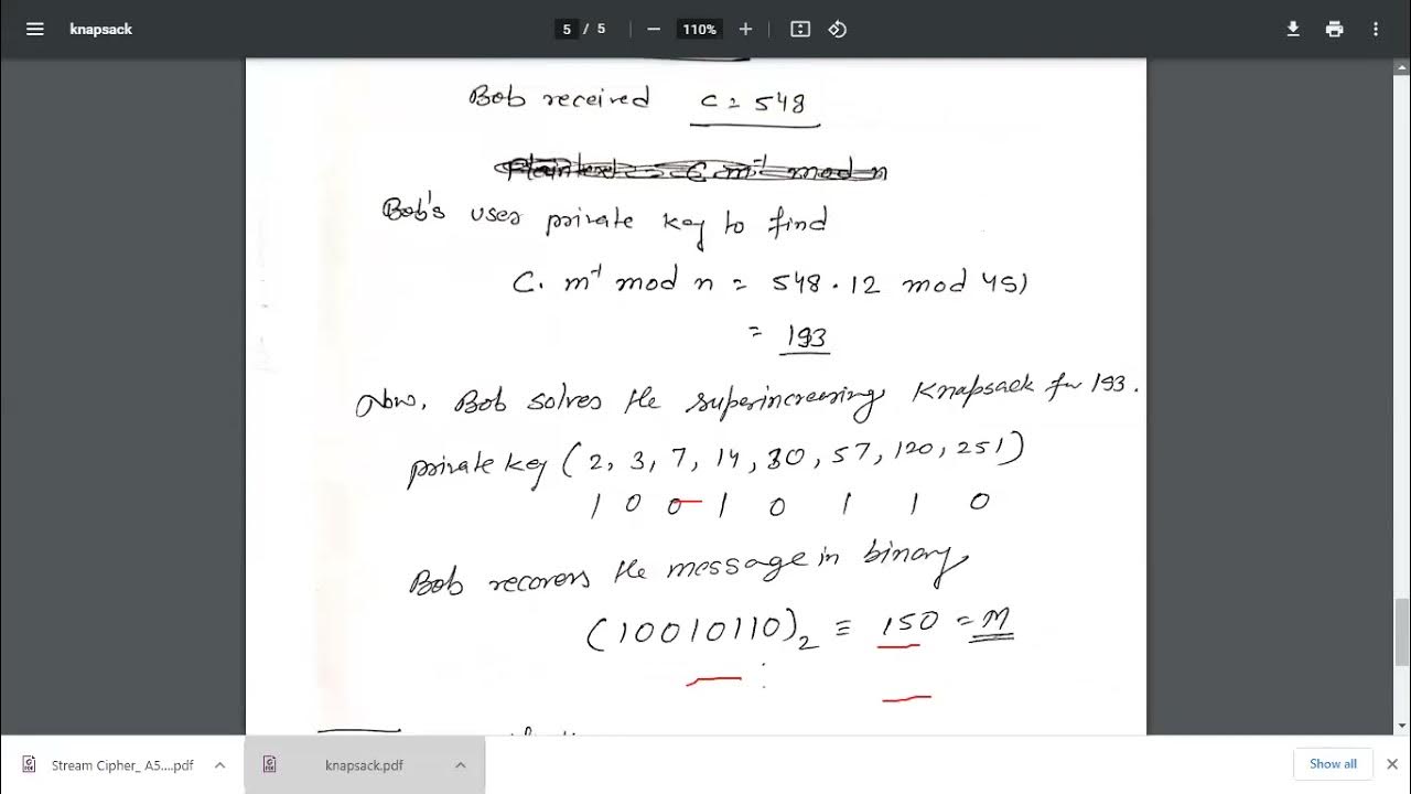 Knapsack Cryptosystem with example YouTube