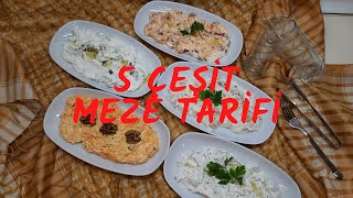 5 Çeşit Meze Tarifi Haydari, Havuç Tarator, Yoğurtlu Köz Biber, Yoğurtlu Köz Patlıcan, Kuru Cacık