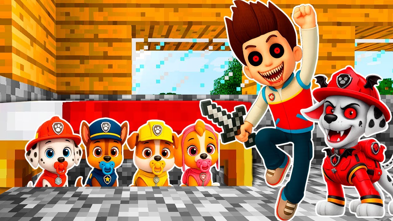 😱 ME ESCONDO DEBAJO DE LA CAMA de Ryder EXE y SKYE EXE de Paw Patrol en MINECRAFT