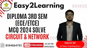 Diploma 3rd Sem ECE/ETCE MCQ 2024 Solve (Circuit & Network ) | By David Das/Easy2Learning
