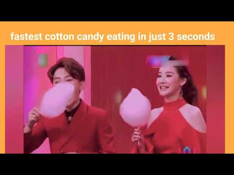 Amazing fast eating cotton candy