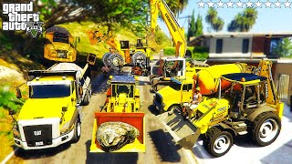 GTA 5 - Stealing CONSTRUCTION VEHICLES With Franklin | (Real Life Cars #157)
