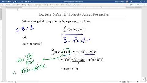 MAT211 Lecture 6 Part II: Frenet-Serret Formulas