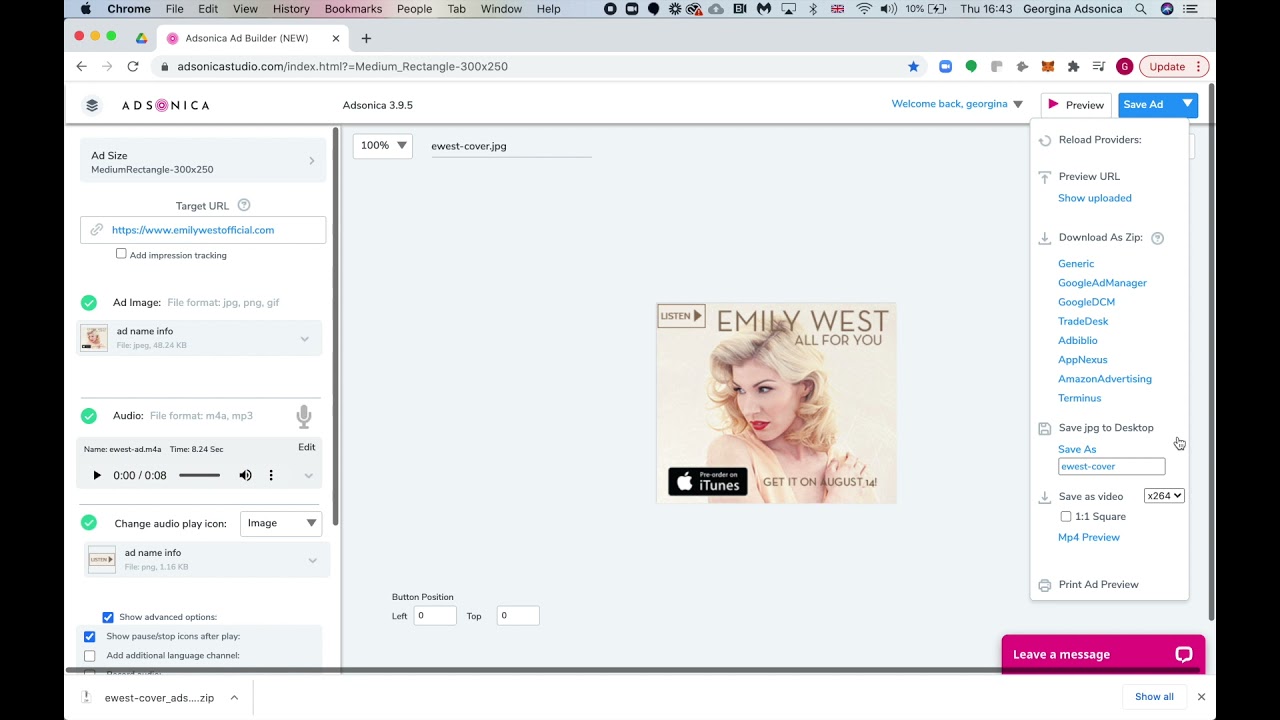 Saving Audio Display Ads