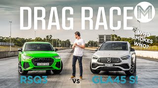 Audi RS Q3 vs AMG GLA45 S DRAG RACE! | MOTOR