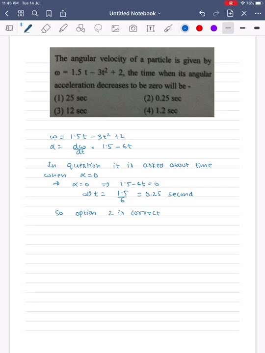 Relation between angular velocity and angular acceleration youtube