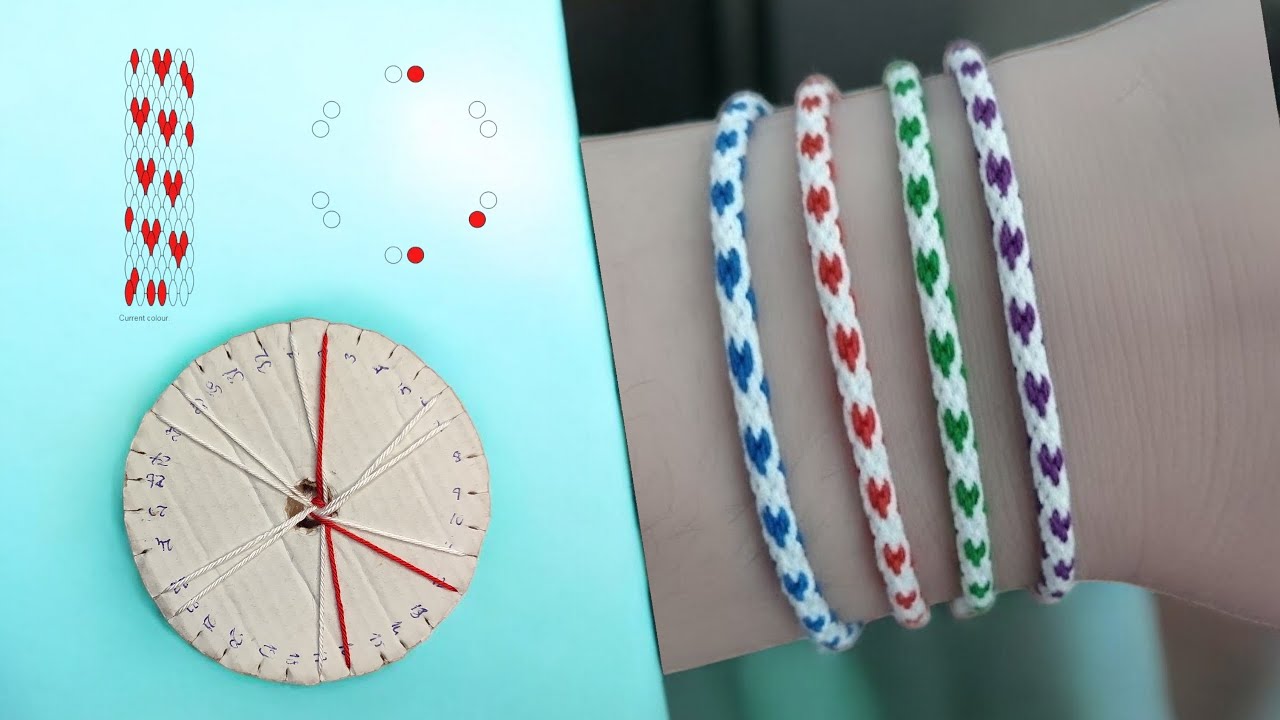 Çok kolay kumihimo mini kalpli arkadaşlık bilekliği yapımı 